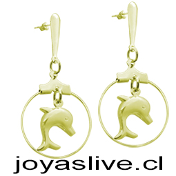 Aros Argollas, baño de oro, Delfines