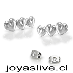 Aros de Plata chilena 950 Tres Corazones Macizos