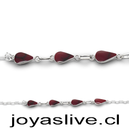 Pulsera de plata chilena 950, Gemas jaspe