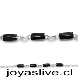 Pulsera de plata chilena 950, Gemas obsidiana