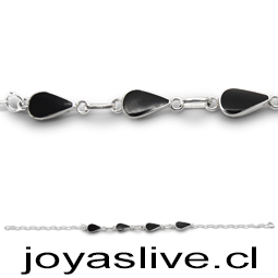Pulsera de plata chilena 950, Gemas obsidiana