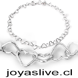  Pulsera plata italiana 925, corazones 20 cm