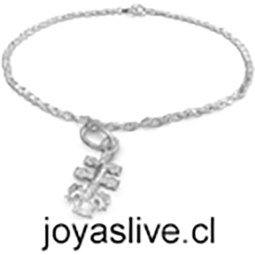 Pulsera o tobilera plata, dije cruz de Caravaca, 20cm.