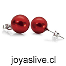 Aro esfera con base de plata, rojo