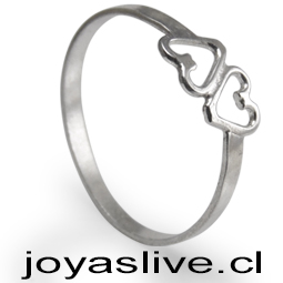 Anillo de plata chilena 950 Doble Corazón (medida 18)