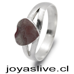 OFERTA. Anillo Plata Chilena 950, Corazón Rodocrosita (medida 10) (Sin cambio y sin devolucion)
