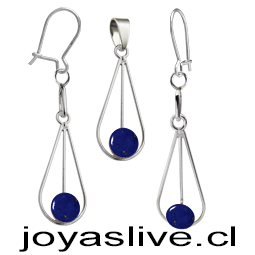 solo colgante Gotas plata chilena 950, Gotas Azúl