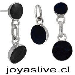  Conjunto plata chilena 950, Circular Obsidiana (sin cambio ni devolución)