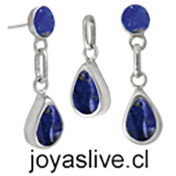 Conjunto Plata chilena 950, Gotas Lapislazuli. 