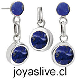 Conjunto plata chilena 950, Ojos de Lapislazuli. 