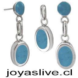 Conjunto plata chilena 950, Óvalo Crisocola 