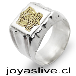 Anillo de plata chilena 950 Sello Colo-Colo Oro Goldfield (medidas de la 10 a 28) (an94)