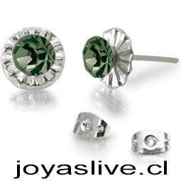 Aros plata chilena 950 Cristal tornasol verde 