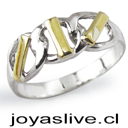Anillo de plata chilena 950 con Oro 14kl. con Goldfield (medida 18)