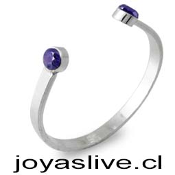 Anillo de Plata chilena 950 con Puntos de Luz Ajustable Morado