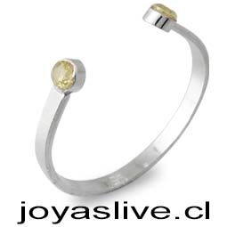 Anillo de Plata chilena 950 con Puntos de Luz Ajustable Amarillo