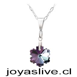 Collar Cristal fino Tornasol Morado con Plata chilena 950