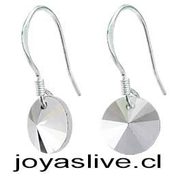 Aros de Plata chilena 950 Cristal fino Tornasol Pequeño