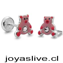 Aros de Plata chilena 950 Osos con cristales
