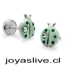 OFERTA Aros de Plata chilena 950 Chinitas con cristales (sin cambio ni devolución)