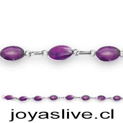 Pulseras plata chilena 950, gema Sugilita 