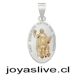 Dije de plata chilena 950, San Expedito Oro 18kl
