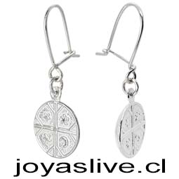 Aros plata chilena 950, Mapuche Kultrún, Base Convexa