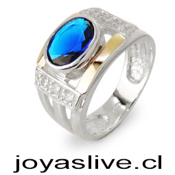 Anillo de plata  con Oro 18Kl. y Cristal Swarovski (medida 12)