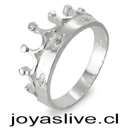 Anillo de Plata chilena 950 Corona con Cristal Swarovski (medida 16)