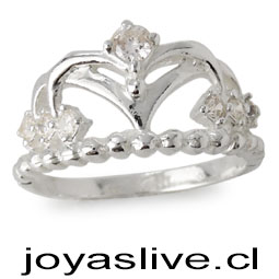 Anillo de Plata chilena 950 Corona con Cristal Swarovski (medida 20)