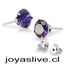 Aros de Plata italiana 925 Swarovski Morado