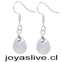 Aros de Plata chilena 950 con Swarovski Gotas Tornasol