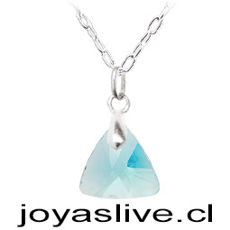 Collar de Plata chilena 950 con Triángulo Swarovski Celeste