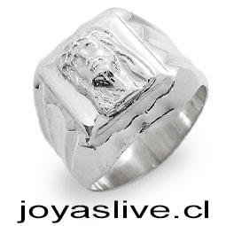 Anillo de Plata chilena 950 Sello Pasión de Cristo (an145)