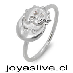 Anillo plata chilena 950, Luna Sol ( medida 12)