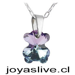 Collar Cristal con Valier de Plata, Oso Tornasol
