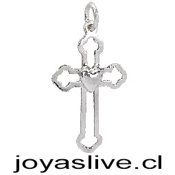 Dije de plata chilena 950, Cruz corazón de Jesús.