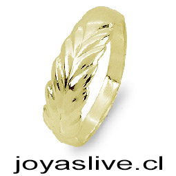Anillo de Oro 18kl, Hoja de Laurel. (medida 14) (Peso aproximando, 2 gramo)
