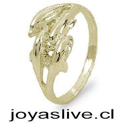 Anillo de Oro 18kl. Delfines (medida 14) (Peso aproximando, 3 gramos)