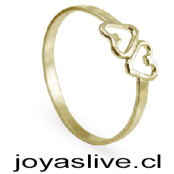 Anillo de Oro 18kl. Corazones (medida 16) ( Peso aproximando, 1.5 gramos )