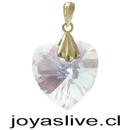 Dije de Oro 18kl. Swarovski Corazón Tornasol  (1,2 gramos gancho colgante)