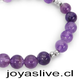 Pulsera de plata chilena 950, Gemas Amatista.