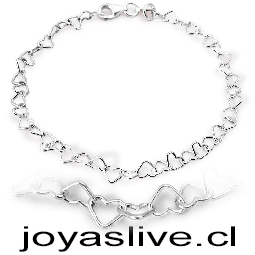 Pulsera plata italiana 925, corazones, mujer 25 cm