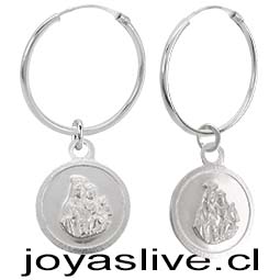 Aros Argollas de Plata chilena 950 Medalla Virgen María