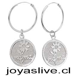 Aros Argollas de Plata chilena 950 Medalla Mamá