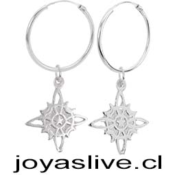 Aros Argollas de Plata chilena 950 Nudo de Bruja