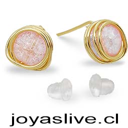 Aros Bisutería baño de Oro Resortes con Mostacilla Blanca