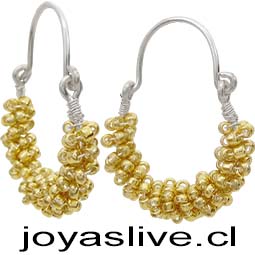 Aros Bisutería baño de Plata con Argollas en baño de Oro