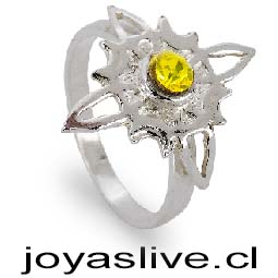 Anillo de Plata chilena 950 Nudo de Bruja Punto de Luz Amarillo. (Media 12)