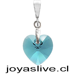 Dije de Plata chilena 950 Cristal fino Corazón Verde